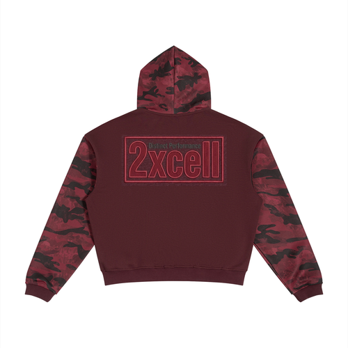 2xcell Unisex Colorblock Camo Full Zip Boxy Hoodie