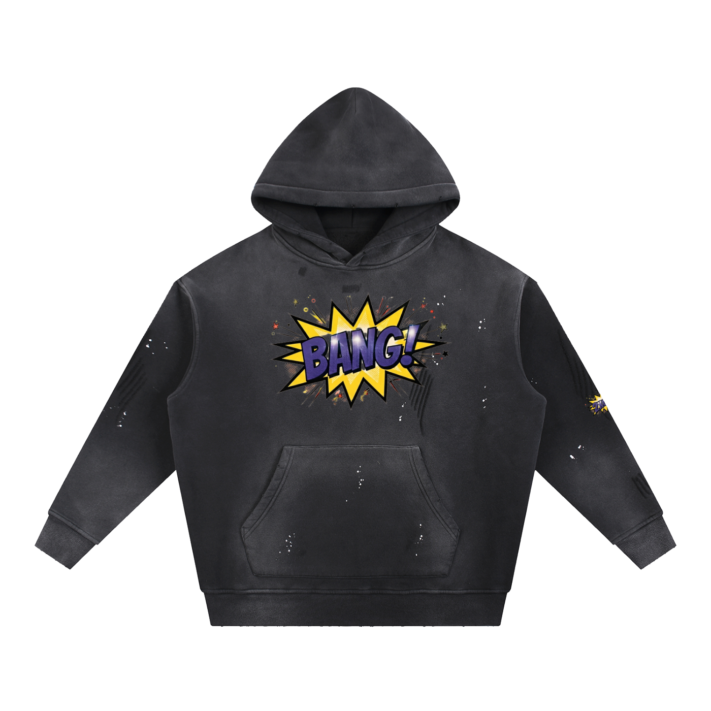 Vintage Washed Frayed Fleece Hoodie